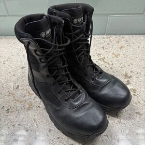 Tactical Performance Men's Black Leather Zip Up Combat Boots Size 14